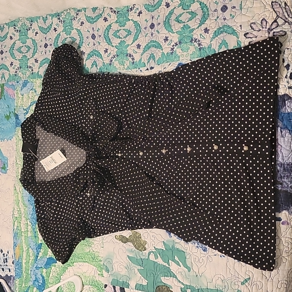 Black and white polka dot tie neck blouse xxs from White House Black Market